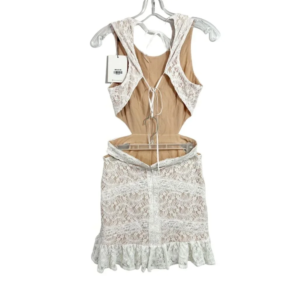 NEW Hello Molly Beautiful Minds White Lace Mini Dress Open Back -‎ Size US 6